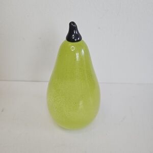 Artisan Glass Art Green Pear Paperweight Signed Mark Armstrong Polished Bottom